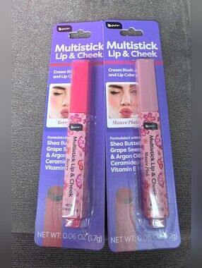 B Pure Multistick Lip & Cheek In Mauve Pink & Berry 0.06oz BNIB